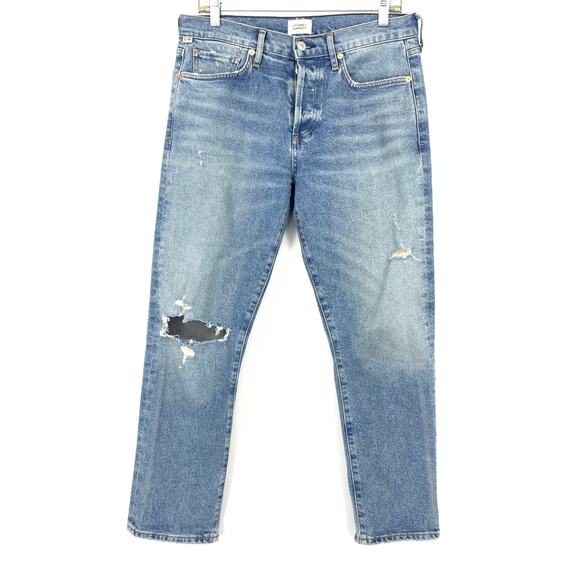 Citizens Of Humanity Emerson Slim Boyfriend Jean Size 28 Meadow Wash Distressed - Picture 1 of 10